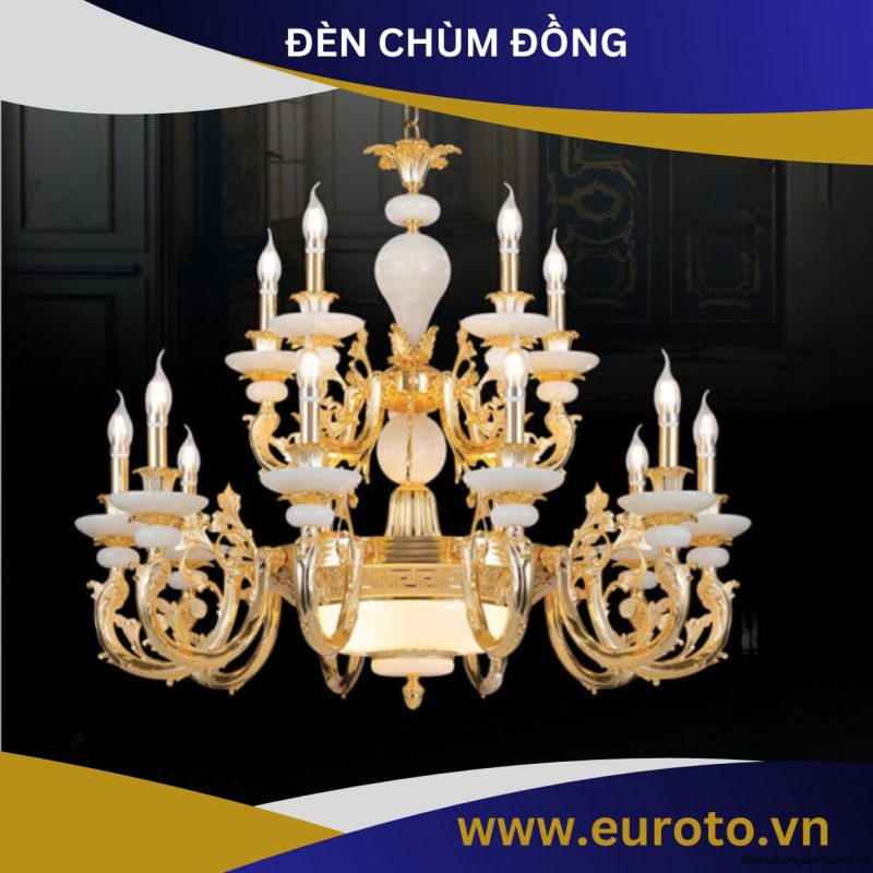 ĐÈN CHÙM ĐỒNG MẠ VÀNG EUROTO CD 462-15