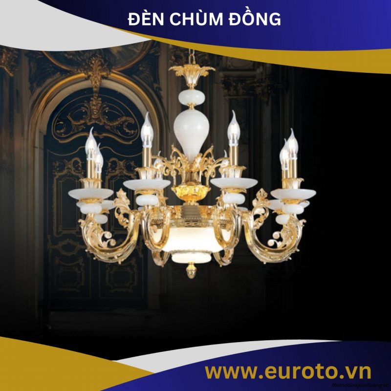 ĐÈN CHÙM ĐỒNG MẠ VÀNG EUROTO CD 461-8