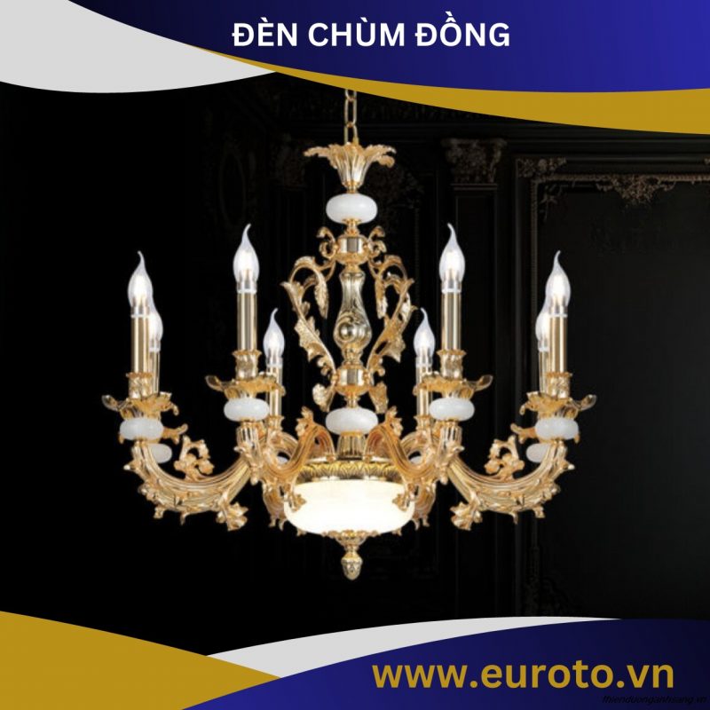 ĐÈN CHÙM ĐỒNG MẠ VÀNG EUROTO CD 464-8