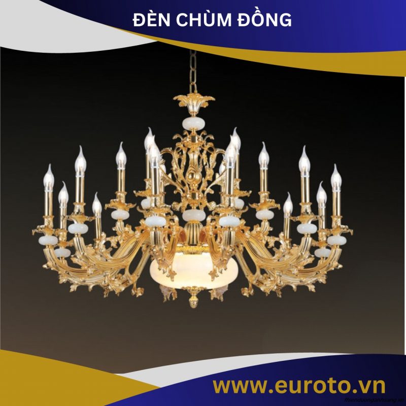 ĐÈN CHÙM ĐỒNG MẠ VÀNG EUROTO CD 466-18