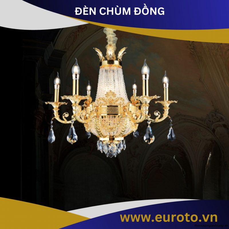 ĐÈN CHÙM ĐỒNG MẠ VÀNG EUROTO CD 361-6