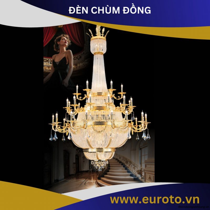 ĐÈN CHÙM ĐỒNG MẠ VÀNG EUROTO CD 364-34