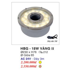 Đèn Âm Nước EUROTO HBG-18W VÀNG II ĐỔI MÀU
